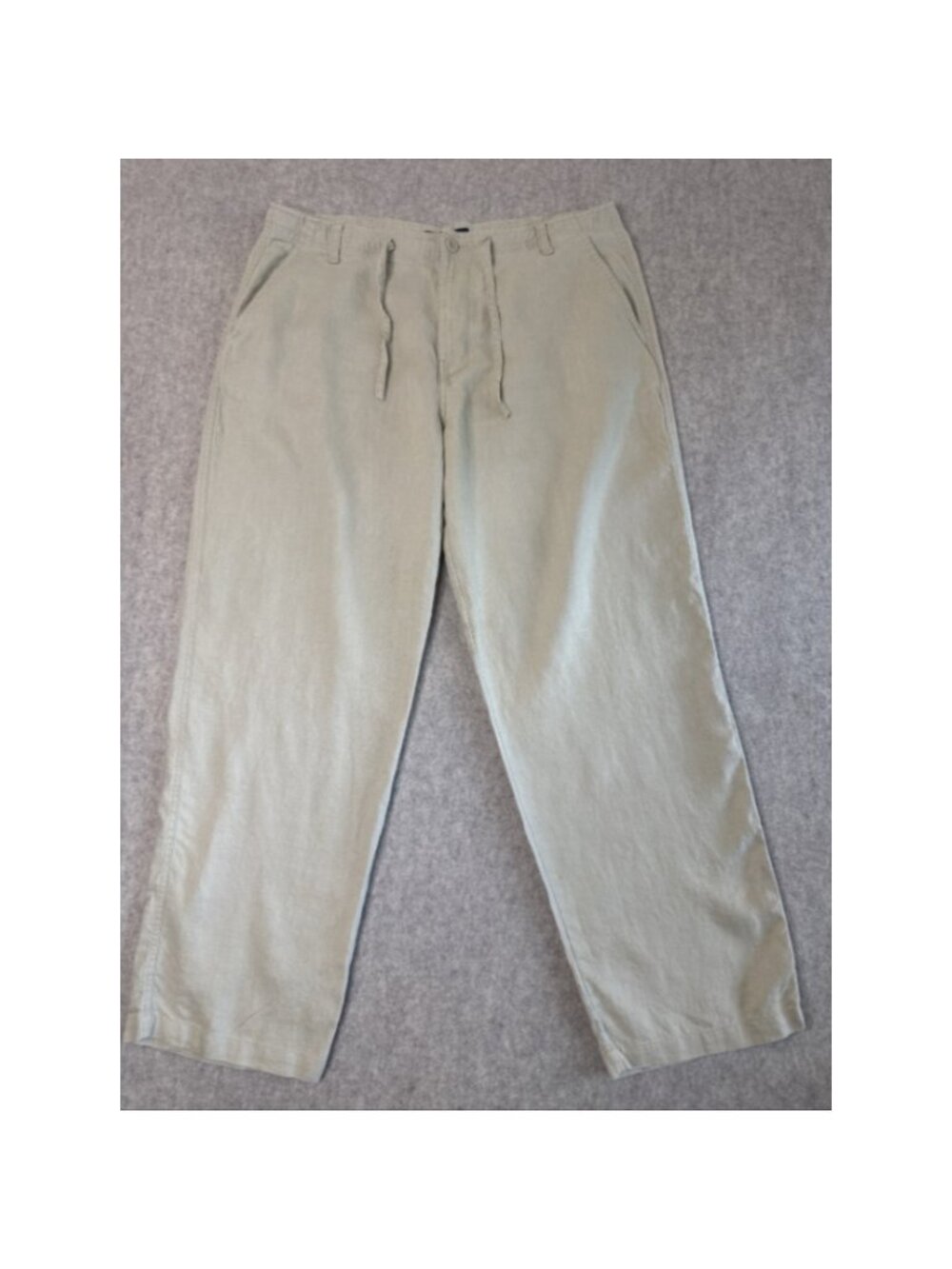Sean John 100% Linen Drawstring Pants Men's 40x33 Khaki Straight Leg
